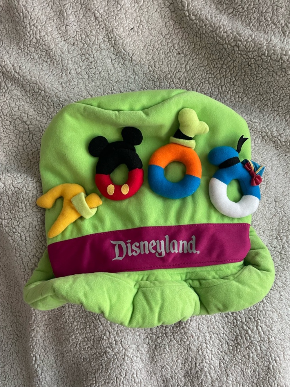 Disneyland 2000s Plush Green Character Hat - Bright Multicolor Accents